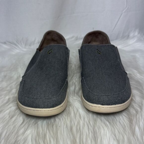 Olu Kai Nohea Love Grey Canvas‎ Men\'s Slip-On Shoes Sz 9 main image 6